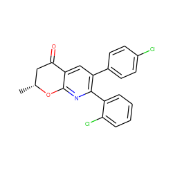 C[C@@H]1CC(=O)c2cc(-c3ccc(Cl)cc3)c(-c3ccccc3Cl)nc2O1 ZINC000049037471