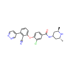 C[C@@H]1CC(NC(=O)c2ccc(Oc3cccc(-c4ccnnc4)c3C#N)c(Cl)c2)C[C@@H](C)N1 ZINC000169342017