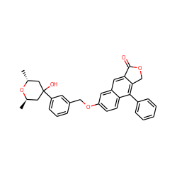 C[C@@H]1CC(O)(c2cccc(COc3ccc4c(-c5ccccc5)c5c(cc4c3)C(=O)OC5)c2)C[C@@H](C)O1 ZINC000027316552