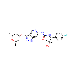 C[C@@H]1CC(Oc2n[nH]c3cc(NC(=O)N[C@@H](c4ccc(F)cc4)C(C)(C)O)ncc23)C[C@@H](C)O1 ZINC001772642518