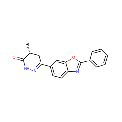 C[C@@H]1CC(c2ccc3nc(-c4ccccc4)oc3c2)=NNC1=O ZINC000169163326