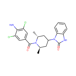 C[C@@H]1CC(n2c(=O)[nH]c3ccccc32)C[C@@H](C)N1C(=O)c1cc(Cl)c(N)c(Cl)c1 ZINC000096272861