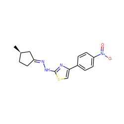 C[C@@H]1CC/C(=N\Nc2nc(-c3ccc([N+](=O)[O-])cc3)cs2)C1 ZINC000169343934