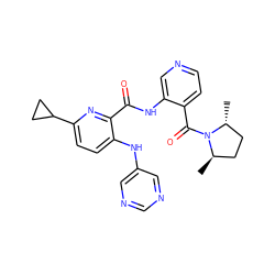 C[C@@H]1CC[C@@H](C)N1C(=O)c1ccncc1NC(=O)c1nc(C2CC2)ccc1Nc1cncnc1 ZINC000148387360