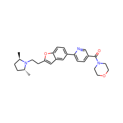 C[C@@H]1CC[C@@H](C)N1CCc1cc2cc(-c3ccc(C(=O)N4CCOCC4)cn3)ccc2o1 ZINC000013589413