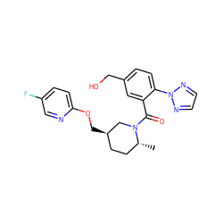 C[C@@H]1CC[C@@H](COc2ccc(F)cn2)CN1C(=O)c1cc(CO)ccc1-n1nccn1 ZINC000096175592