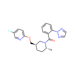 C[C@@H]1CC[C@@H](COc2ccc(F)cn2)CN1C(=O)c1ccccc1-n1nccn1 ZINC000096175595