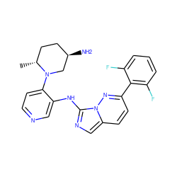 C[C@@H]1CC[C@@H](N)CN1c1ccncc1Nc1ncc2ccc(-c3c(F)cccc3F)nn12 ZINC000144140500