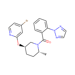 C[C@@H]1CC[C@@H](Oc2cc(Br)ccn2)CN1C(=O)c1ccccc1-n1nccn1 ZINC000220749095