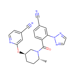 C[C@@H]1CC[C@@H](Oc2cc(C#N)ccn2)CN1C(=O)c1ccc(C#N)cc1-n1nccn1 ZINC000096167294