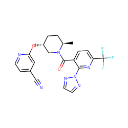 C[C@@H]1CC[C@@H](Oc2cc(C#N)ccn2)CN1C(=O)c1ccc(C(F)(F)F)nc1-n1nccn1 ZINC000096167302