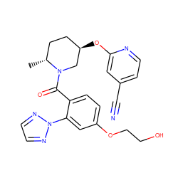 C[C@@H]1CC[C@@H](Oc2cc(C#N)ccn2)CN1C(=O)c1ccc(OCCO)cc1-n1nccn1 ZINC000096167300