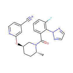 C[C@@H]1CC[C@@H](Oc2cc(C#N)ccn2)CN1C(=O)c1cccc(F)c1-n1nccn1 ZINC000096167282