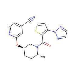 C[C@@H]1CC[C@@H](Oc2cc(C#N)ccn2)CN1C(=O)c1sccc1-n1nccn1 ZINC000096167290