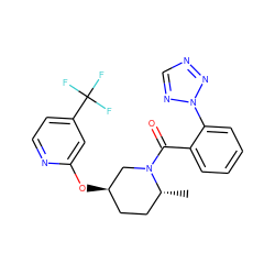 C[C@@H]1CC[C@@H](Oc2cc(C(F)(F)F)ccn2)CN1C(=O)c1ccccc1-n1ncnn1 ZINC000220147854