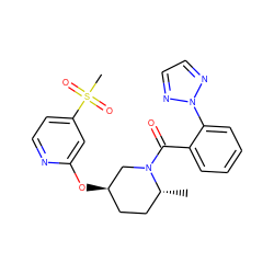 C[C@@H]1CC[C@@H](Oc2cc(S(C)(=O)=O)ccn2)CN1C(=O)c1ccccc1-n1nccn1 ZINC000299851655