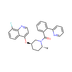 C[C@@H]1CC[C@@H](Oc2ccnc3c(F)cccc23)CN1C(=O)c1ccccc1-c1ccccn1 ZINC000299869380