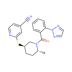 C[C@@H]1CC[C@@H](Sc2cc(C#N)ccn2)CN1C(=O)c1ccccc1-n1nccn1 ZINC001772583889