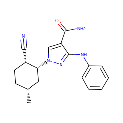 C[C@@H]1CC[C@H](C#N)[C@H](n2cc(C(N)=O)c(Nc3ccccc3)n2)C1 ZINC000221220627