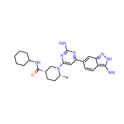 C[C@@H]1CC[C@H](C(=O)NC2CCCCC2)CN1c1cc(-c2ccc3c(N)[nH]nc3c2)nc(N)n1 ZINC000071329099