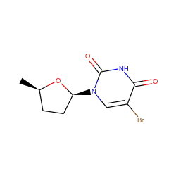 C[C@@H]1CC[C@H](n2cc(Br)c(=O)[nH]c2=O)O1 ZINC000013538486