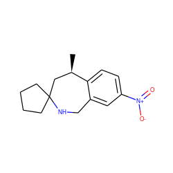 C[C@@H]1CC2(CCCC2)NCc2cc([N+](=O)[O-])ccc21 ZINC000000228792