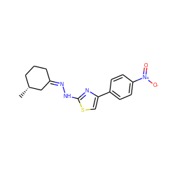 C[C@@H]1CCC/C(=N/Nc2nc(-c3ccc([N+](=O)[O-])cc3)cs2)C1 ZINC000064564783