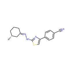 C[C@@H]1CCC/C(=N/Nc2nc(-c3ccc(C#N)cc3)cs2)C1 ZINC000064564537