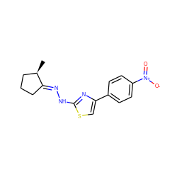 C[C@@H]1CCC/C1=N\Nc1nc(-c2ccc([N+](=O)[O-])cc2)cs1 ZINC000169343922