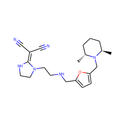 C[C@@H]1CCC[C@@H](C)N1Cc1ccc(CNCCN2CCNC2=C(C#N)C#N)o1 ZINC000013825563