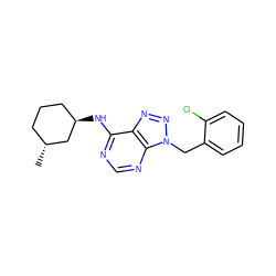 C[C@@H]1CCC[C@@H](Nc2ncnc3c2nnn3Cc2ccccc2Cl)C1 ZINC000013778499