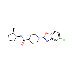 C[C@@H]1CCC[C@@H]1NC(=O)C1CCN(c2nc3cc(Cl)ccc3o2)CC1 ZINC000095598017