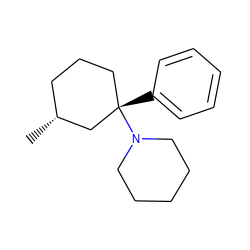 C[C@@H]1CCC[C@](c2ccccc2)(N2CCCCC2)C1 ZINC000029345450