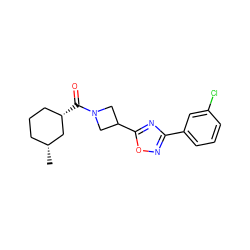 C[C@@H]1CCC[C@H](C(=O)N2CC(c3nc(-c4cccc(Cl)c4)no3)C2)C1 ZINC000095576566