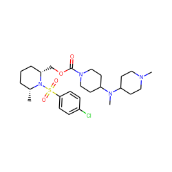 C[C@@H]1CCC[C@H](COC(=O)N2CCC(N(C)C3CCN(C)CC3)CC2)N1S(=O)(=O)c1ccc(Cl)cc1 ZINC000028816479