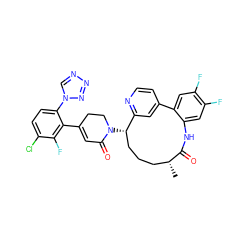 C[C@@H]1CCC[C@H](N2CCC(c3c(-n4cnnn4)ccc(Cl)c3F)=CC2=O)c2cc(ccn2)-c2cc(F)c(F)cc2NC1=O ZINC000220121019