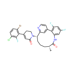 C[C@@H]1CCC[C@H](N2CCC(c3c(Br)ccc(Cl)c3F)=CC2=O)c2cc(ccn2)-c2c(F)cc(F)cc2NC1=O ZINC000220114881