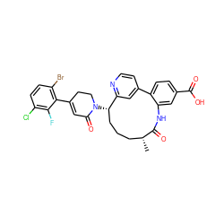 C[C@@H]1CCC[C@H](N2CCC(c3c(Br)ccc(Cl)c3F)=CC2=O)c2cc(ccn2)-c2ccc(C(=O)O)cc2NC1=O ZINC000220119753