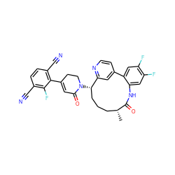 C[C@@H]1CCC[C@H](N2CCC(c3c(C#N)ccc(C#N)c3F)=CC2=O)c2cc(ccn2)-c2cc(F)c(F)cc2NC1=O ZINC000220129520