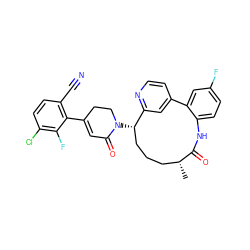 C[C@@H]1CCC[C@H](N2CCC(c3c(C#N)ccc(Cl)c3F)=CC2=O)c2cc(ccn2)-c2cc(F)ccc2NC1=O ZINC000220118129