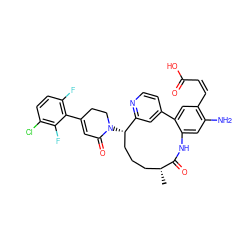 C[C@@H]1CCC[C@H](N2CCC(c3c(F)ccc(Cl)c3F)=CC2=O)c2cc(ccn2)-c2cc(/C=C\C(=O)O)c(N)cc2NC1=O ZINC000220119241