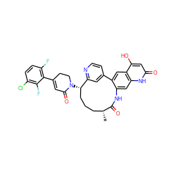 C[C@@H]1CCC[C@H](N2CCC(c3c(F)ccc(Cl)c3F)=CC2=O)c2cc(ccn2)-c2cc3c(O)cc(=O)[nH]c3cc2NC1=O ZINC000220106941