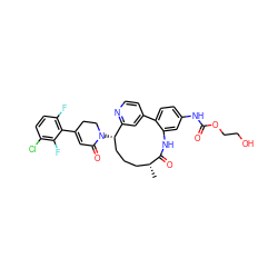 C[C@@H]1CCC[C@H](N2CCC(c3c(F)ccc(Cl)c3F)=CC2=O)c2cc(ccn2)-c2ccc(NC(=O)OCCO)cc2NC1=O ZINC000220112923