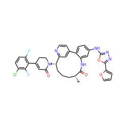 C[C@@H]1CCC[C@H](N2CCC(c3c(F)ccc(Cl)c3F)=CC2=O)c2cc(ccn2)-c2ccc(Nc3nnc(-c4ccco4)o3)cc2NC1=O ZINC000220125511