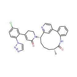 C[C@@H]1CCC[C@H](N2CCC(c3cc(Cl)ccc3-n3ccnn3)=CC2=O)c2cc(ccn2)-c2ccccc2NC1=O ZINC000220129004