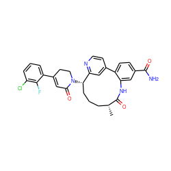 C[C@@H]1CCC[C@H](N2CCC(c3cccc(Cl)c3F)=CC2=O)c2cc(ccn2)-c2ccc(C(N)=O)cc2NC1=O ZINC000220120847