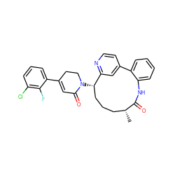 C[C@@H]1CCC[C@H](N2CCC(c3cccc(Cl)c3F)=CC2=O)c2cc(ccn2)-c2ccccc2NC1=O ZINC000220112812