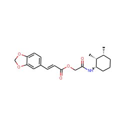 C[C@@H]1CCC[C@H](NC(=O)COC(=O)/C=C/c2ccc3c(c2)OCO3)[C@@H]1C ZINC000004836429