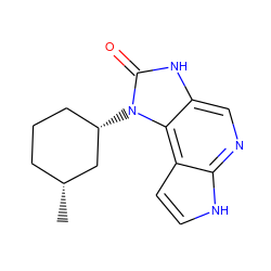 C[C@@H]1CCC[C@H](n2c(=O)[nH]c3cnc4[nH]ccc4c32)C1 ZINC000118039202