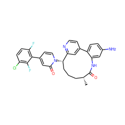 C[C@@H]1CCC[C@H](n2ccc(-c3c(F)ccc(Cl)c3F)cc2=O)c2cc(ccn2)-c2ccc(N)cc2NC1=O ZINC000220116116